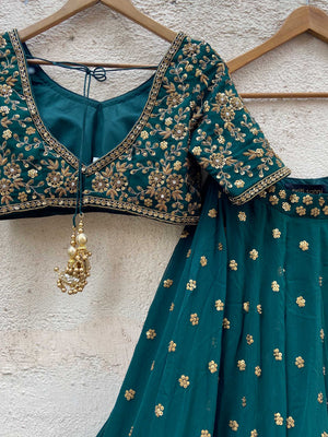 Green Sharmily Embroidered Lehenga Set image 4