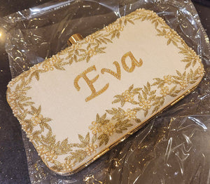Rectangle Embroidered Clutch - White image