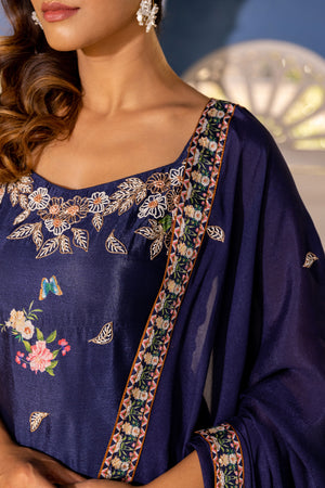 Navy Blue Georgette Kurta Set image 4