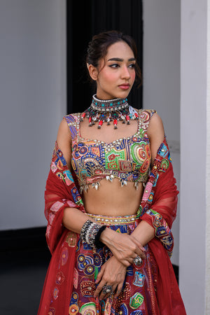 Iris Highlighted Lehenga Paidawn With Highlighted Blouse And Highlighted Applique Dupatta image 6