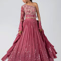 Mauve One Shoulder Lehenga Set image 0