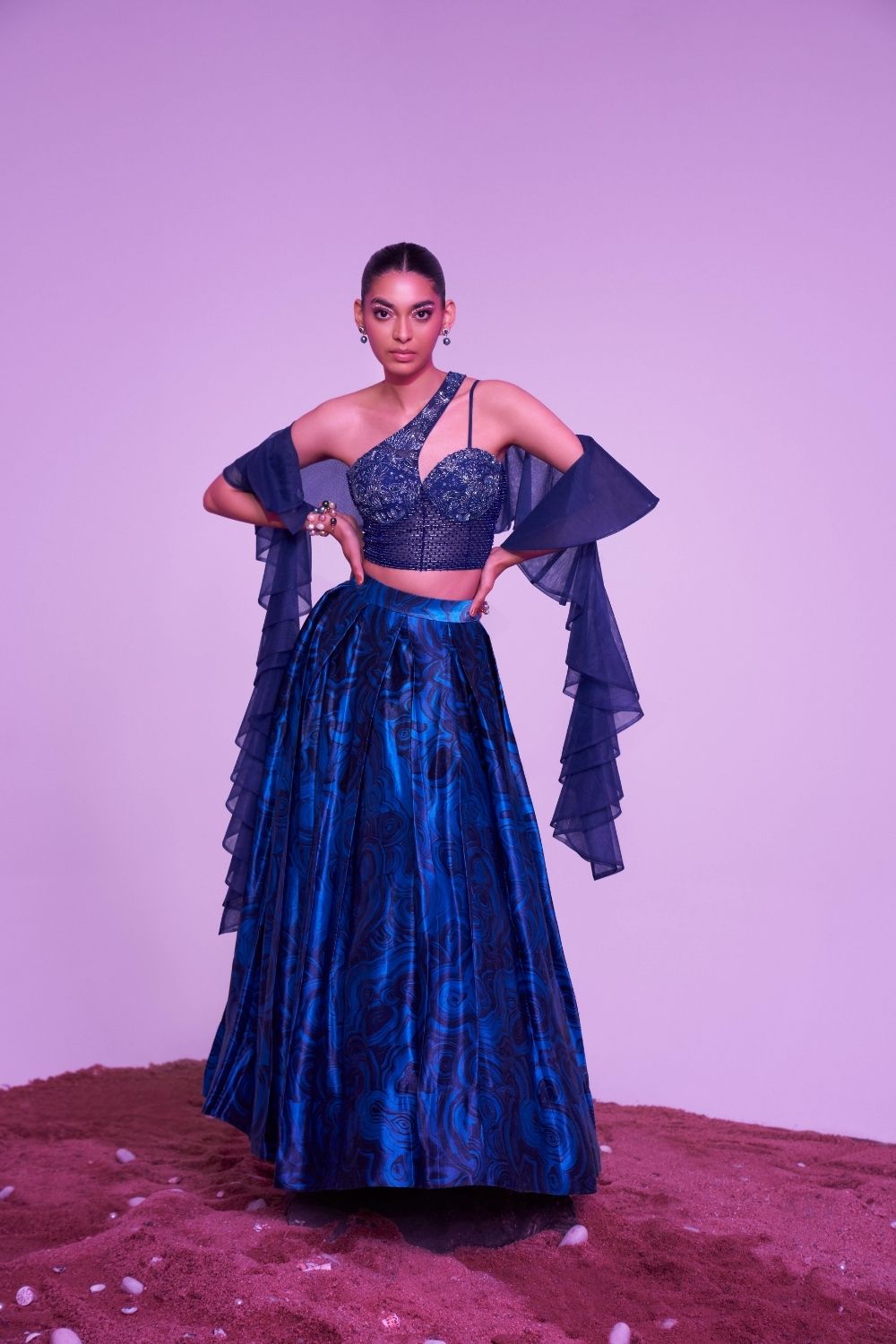 Mystic Blue &amp; Black Skirt Set image 1