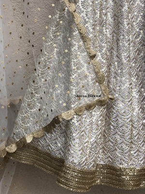 White Scallop Lehenga image 2