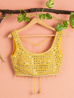 Melon Orange and Pineapple Yellow Lehenga Set image 3