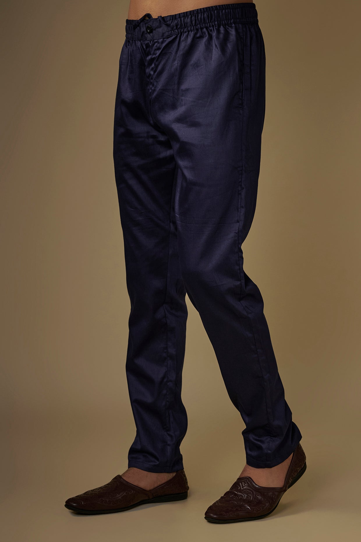 Navy Blue Embroidered Indo Western Set image 3