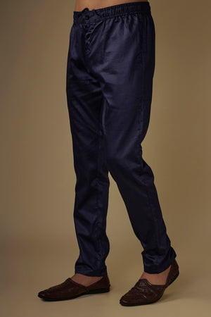 Navy Blue Embroidered Indo Western Set image 3