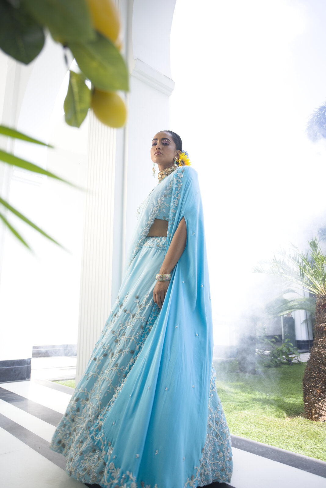 Blue Cape Lehenga Set image 3
