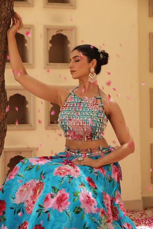 Floral Print Box Pleat Lehenga image 19