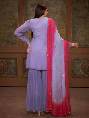 Purple Mirror Angrakha Sharara Set image 2