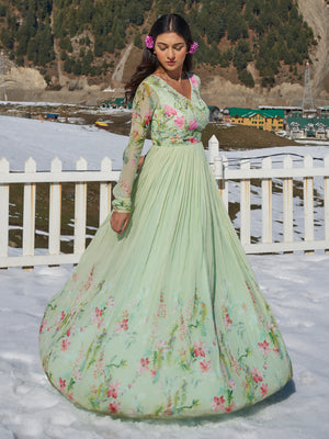 Mint Green Anarkali Gown image 0