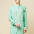 Mint Green Lucknowi Embroidered Kurta Set image 0