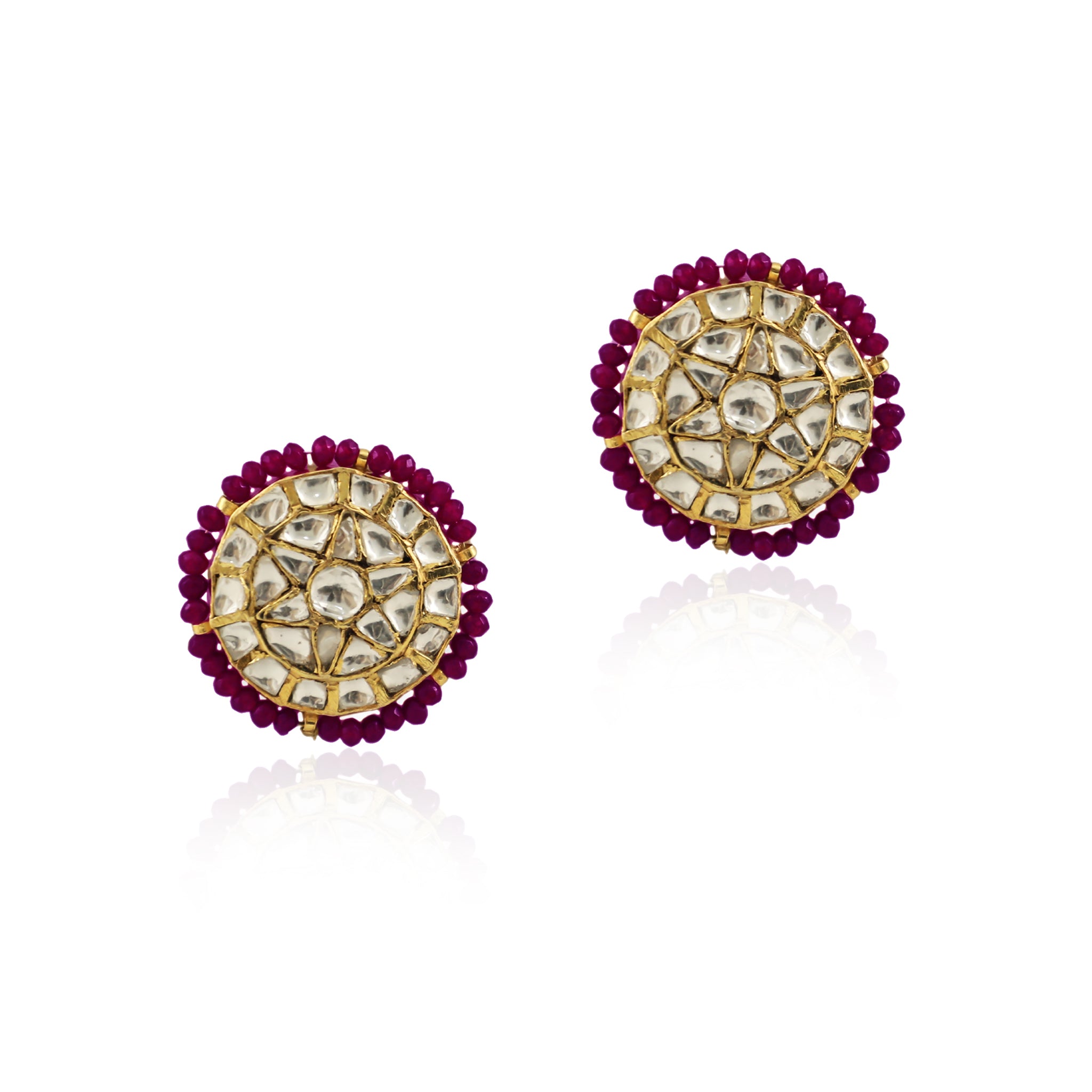 22KT Gold Plated Maroon Choker Necklace Set image 3