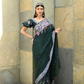 Bottle Green Embellished Saree Blouse Set image 0