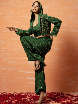 Mehendi Green Hoodie Co-Ord Pant Set image 4