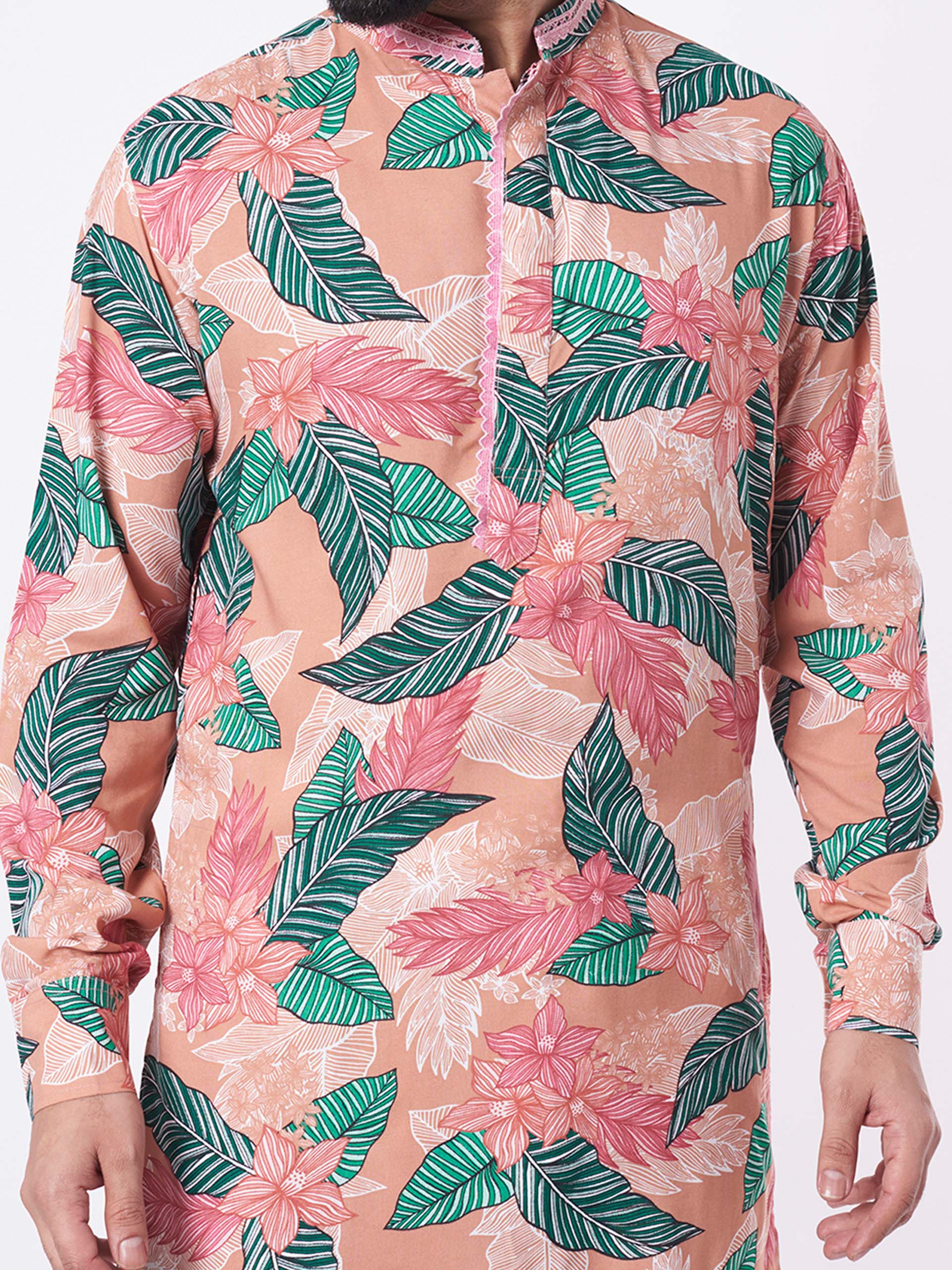 Tropical Peach Kurta Set image 1