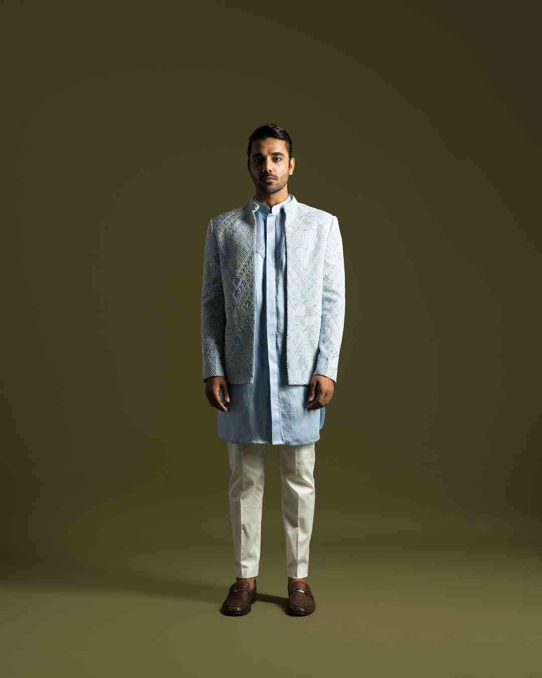 Ice Blue Achkan Set - S image