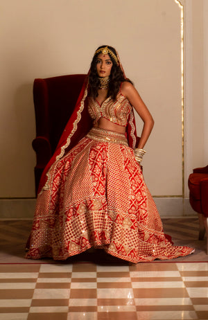 Rustic Red Bridal Lehenga Set image 9