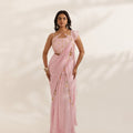 Pastel Pink Bandhani Drape Saree image 0