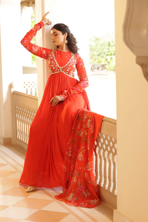 Georgette Crepe Double Neck Anarkali image 8