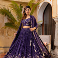 Purple Embroidered Lehenga Set image 0