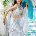 Grey Floral Bead Sequins Lehenga Set image 0