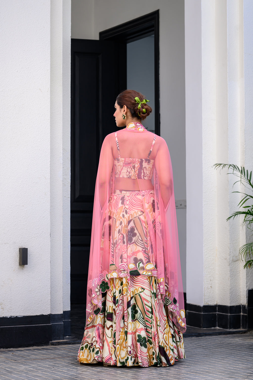 Flora Metallic Highlighted Lehenga Paidawn With Metallic Highlighted Blouse And Highlighted Applique Dupatta image 2
