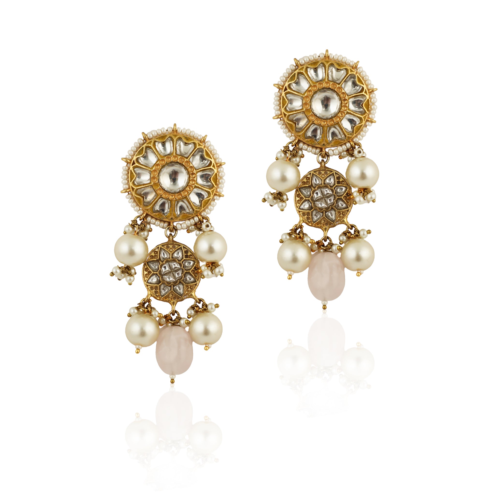 22KT Gold Pated Jadtar Stone Necklace Set image 3