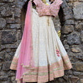 Ivory and Pink Lucknowi Lehenga Set image 0