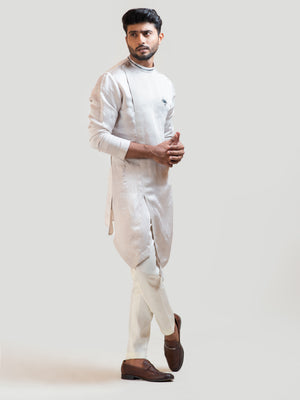 Cream Silhouette Overlap Kurta Set image 2