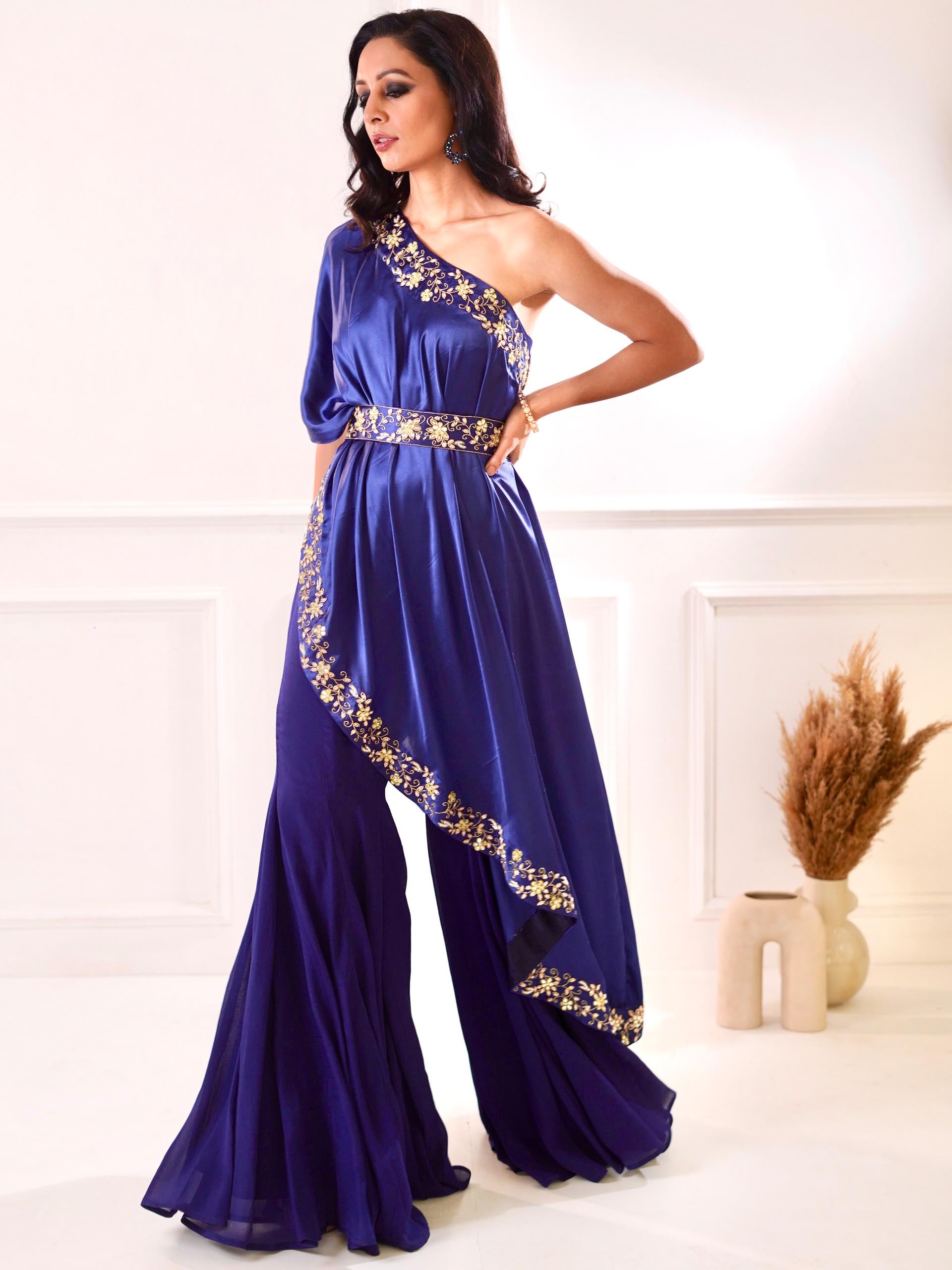 Sehar Navy Amber Cape Sharara Set image 7