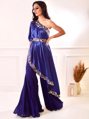 Sehar Navy Amber Cape Sharara Set image 7
