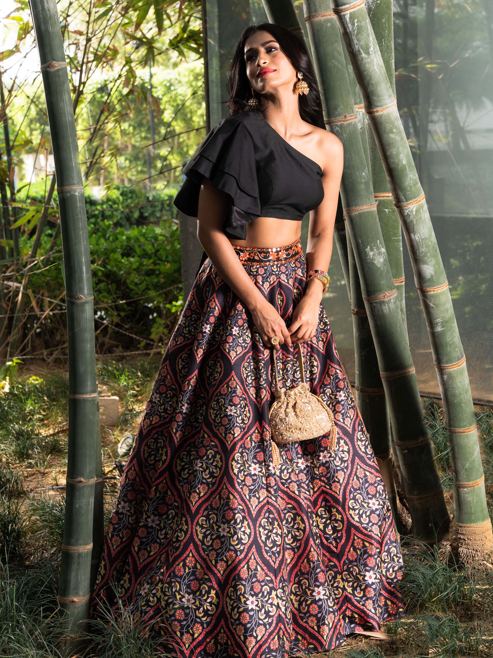 Black Kaya Printed Lehenga Set image 2