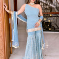 Grey Blue Sharara Set image 0