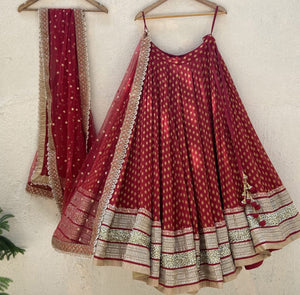 Red Butti Bridal Sharmily Lehenga Set image 2