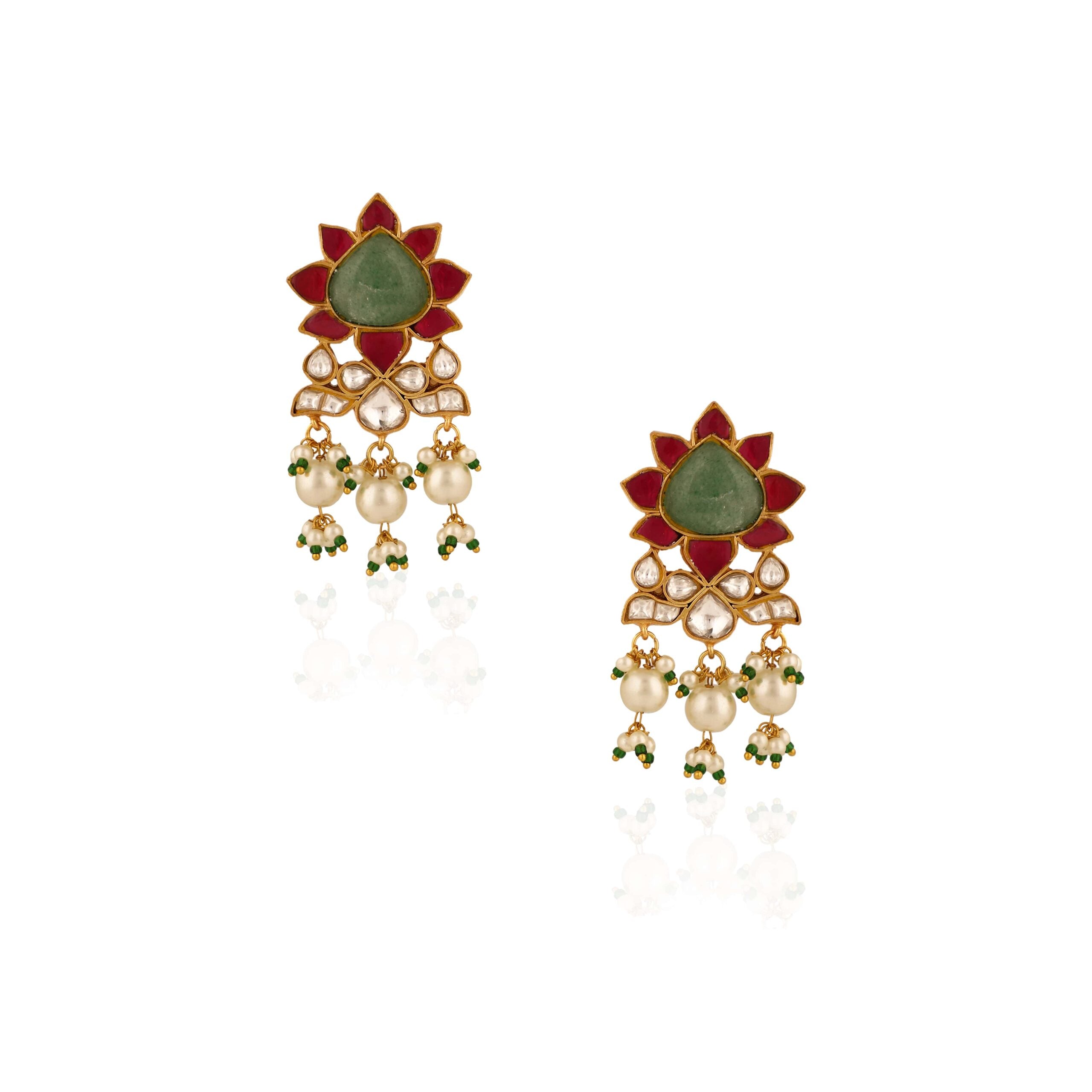 Gold Plated Pink And Green Choker Set image 1