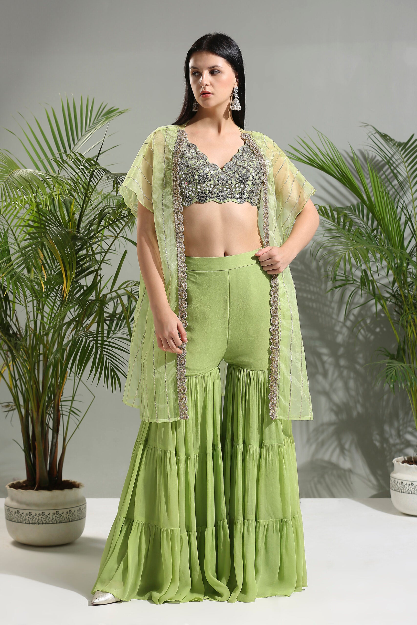 Olive Green Sharara Set image 5