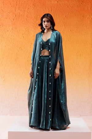 Metallic Teal Blue Co-od Set - S image