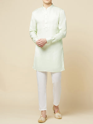 Mint Green Kurta Bundi Jacket Set image 2