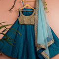 Peacock Blue Mirror Lehenga Set image 0