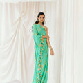 Turquoise Blue Printed Beaded Kaftan image 0