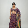 Plum Highlighted Lehenga Paired with Plum Badla Blouse and Highlighted Dupatta image 0