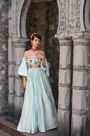 Powder Blue off Shoulder Gown image 4