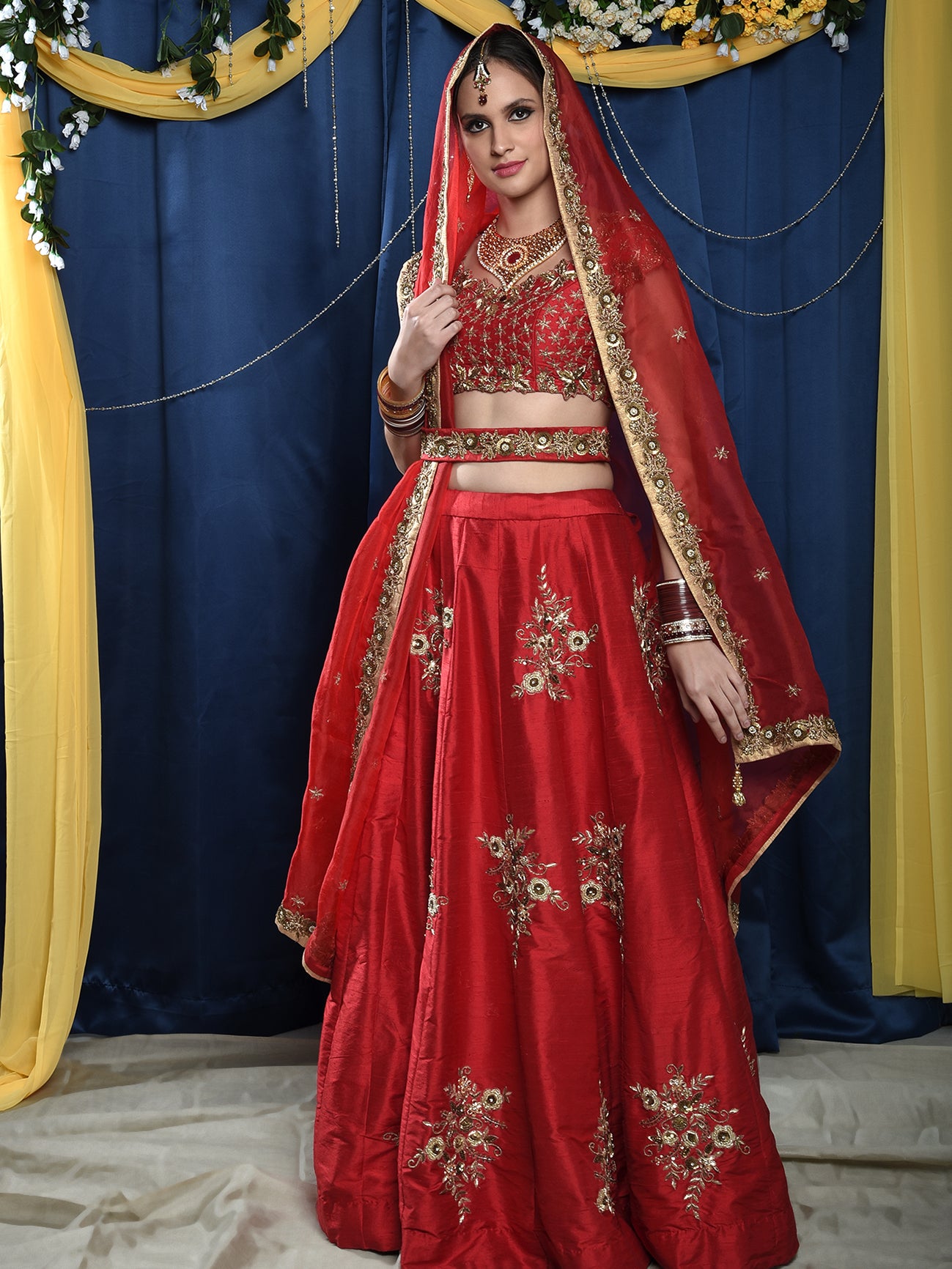 Red Bridal Lehenga Set image 6