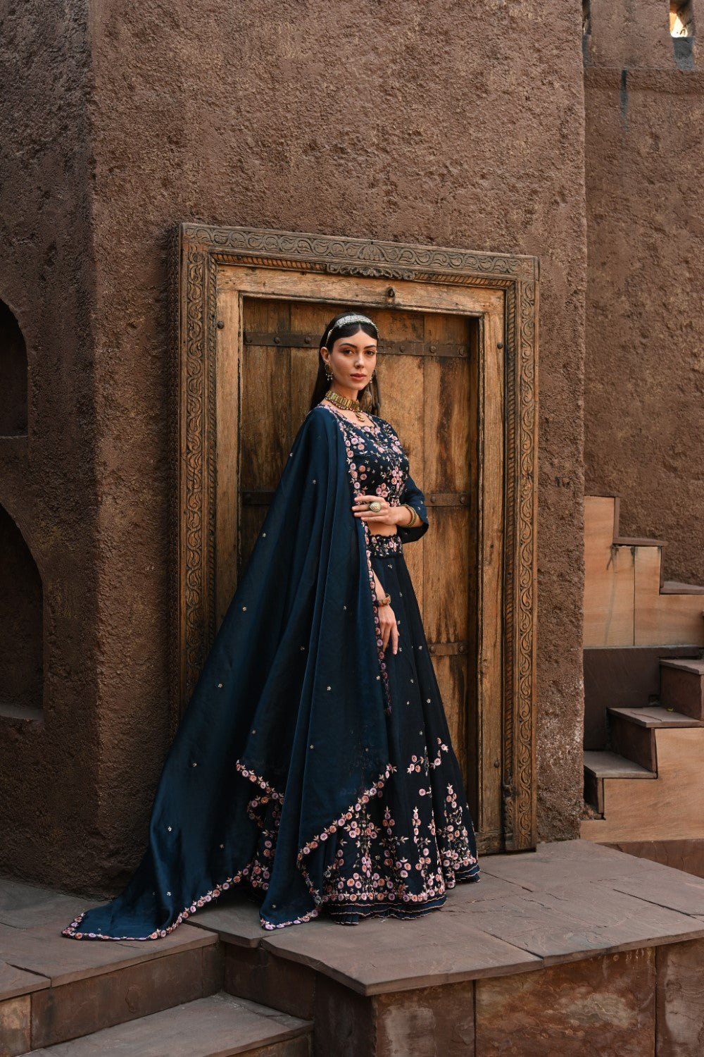 Blue Embellished Lehenga Set image 2