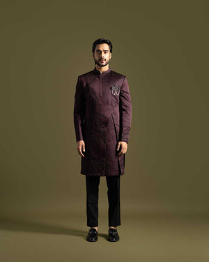 Wine Colour Achkan Set - Custom image