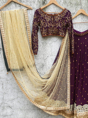 Wine Lehenga - S image
