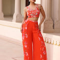 Printed Chiffon Flare Pant Set image 0