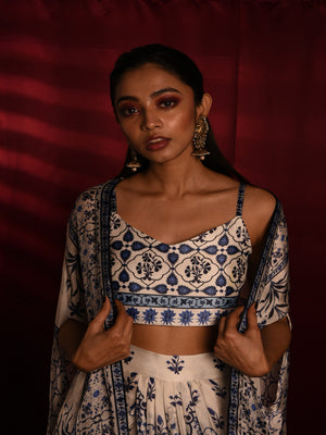 Dhoti Skirt Set In Moroccan Print image 1