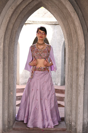 Lavender Jacket Lehenga Set image 3