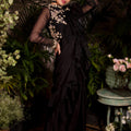 Black Ruffle Pre-Stitched Saree image 0